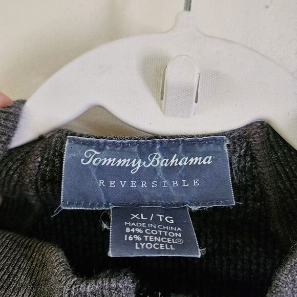 Tommy Bahama Sweater Mens XL Gray Reversible Sweatshirt Quarter Zip Pullover - Picture 3 of 10